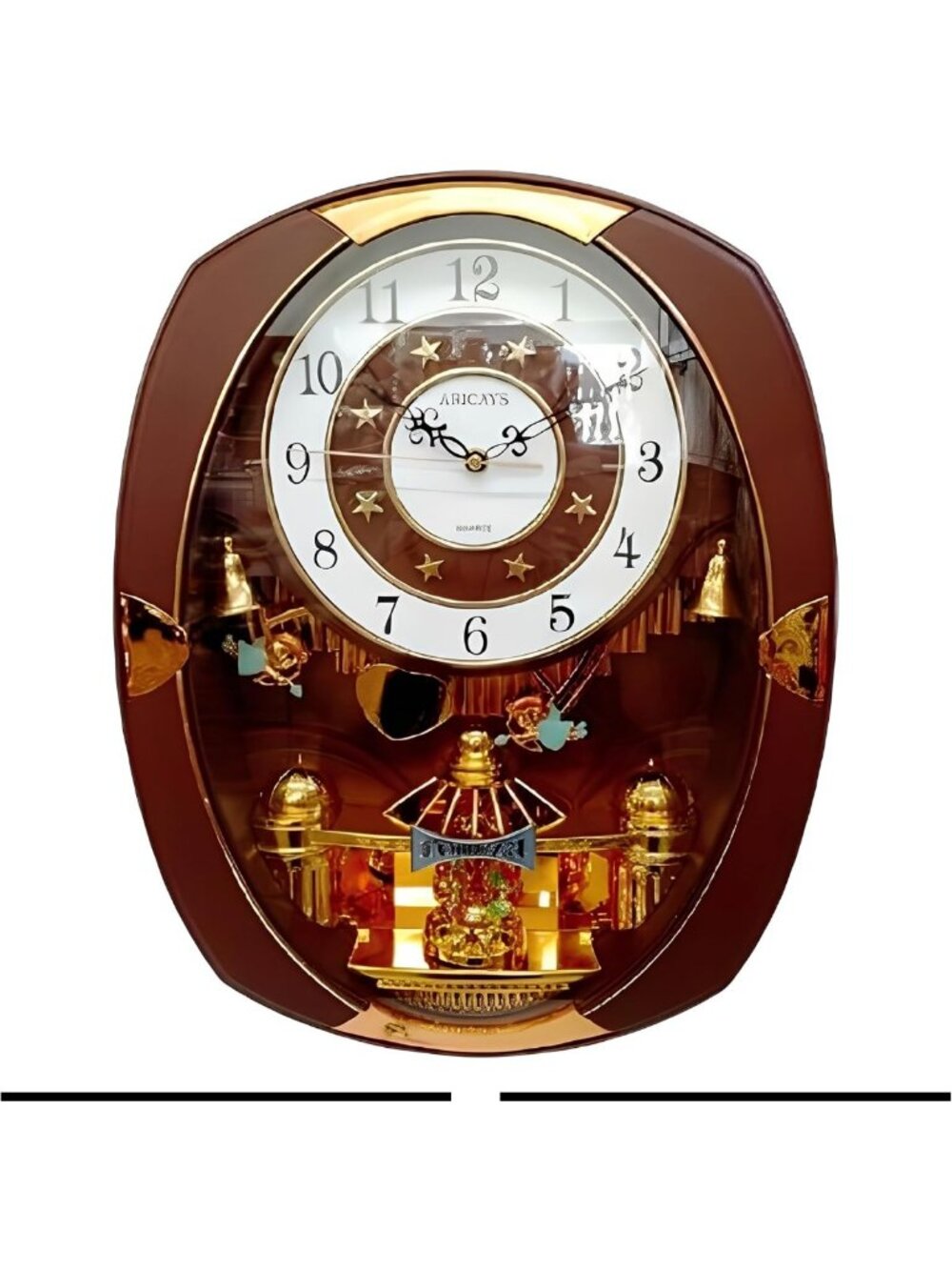 Elegant 18" Brown & Gold Rotating Pendulum Wall Clock - Timeless Home Decor Gift